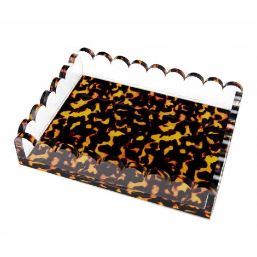 NEW TARA WILSON DESIGNS acrylic scallop tray in tortoise